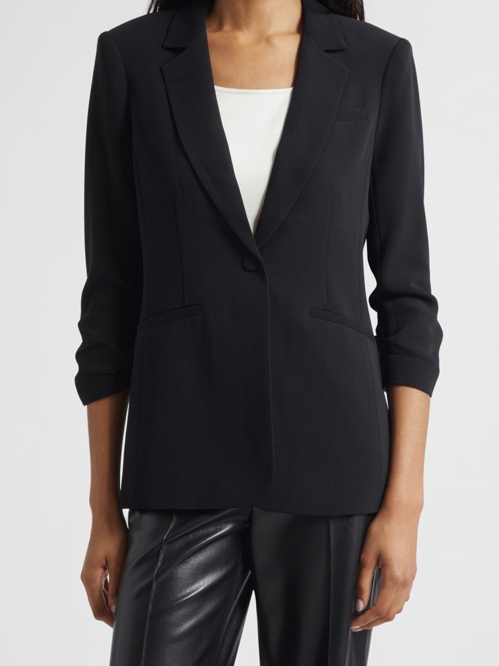Cinq de Sept Khloe Blazer Black Rouched Sleeve Size 14